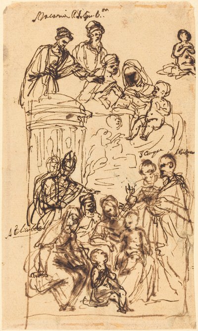 A Madona e o Menino com Santos de Venetian 17th Century