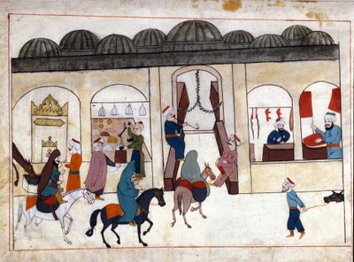 Uma marcha de Constantinopla. Miniatura de "Turkish Memorials" (códice Cicogna 1971 "Memorie Turchesche") Aguarela da escola veneziana do século XVII. de Venetian School