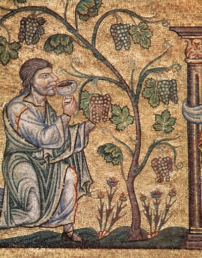 A vida de Noé, a embriaguez (detalhe em mosaico de Veneto Byzantine School