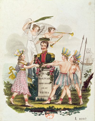 Imagem Popular Exaltando Bolívar, c.1840 de Venezuelan School