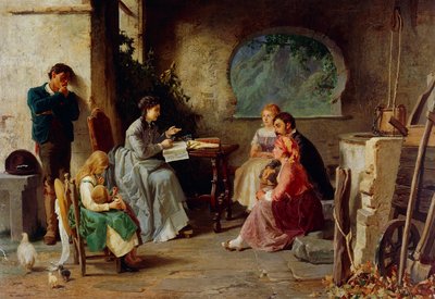 Aula de botânica, por Vespasiano Bignami conhecido como Vespa (1841-1929), óleo sobre tela, 84x119 cm, Itália de Vespasiano Bignami