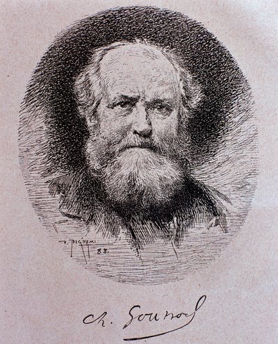 Retrato de Charles Gounod (desenho de Vespasiano Bignami