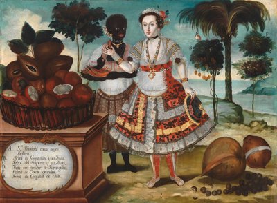 Mulher nobre com a sua escrava negra, c.1783 (óleo sobre tela) de Vicente Alban