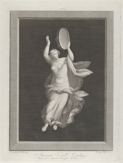Uma bacante parcialmente nua tocando pandeiro, ca. 1795-1820 de Vicenzo Feoli