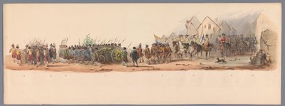 Concurso histórico por ocasião do segundo centenário da Universidade de Utrecht, 1836 (placa 10)
Procissão do exército holandês a Ostende, a 3 de Julho de 1600, no dia seguinte à vitória em Nieuwpoort; de acordo com a representação fantasiada, dada por H  de Victor Adam
