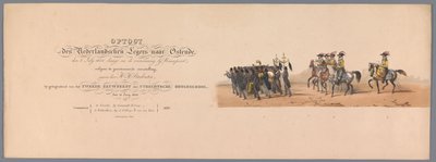 Concurso histórico por ocasião do segundo centenário da Universidade de Utrecht, 1836 (impressão do título)
Procissão do exército holandês a Ostende, a 3 de Julho de 1600, no dia seguinte à vitória em Nieuwpoort; de acordo com a representação fantasiada,  de Victor Adam