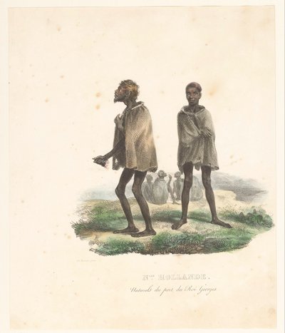 Vestuário dos habitantes do Rei George Sound (Austrália Ocidental)
Nlle. Hollande. Naturels du port du Roi Georges (título sobre o objecto)
Voyage de découvertes de l