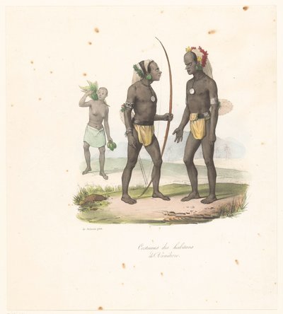 Vestuário dos habitantes de Vanikoro
Costumes des habitans de Vanikoro (título sobre o objecto)
Voyage de découvertes de l