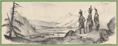 Três soldados numa paisagem de Victor Adam