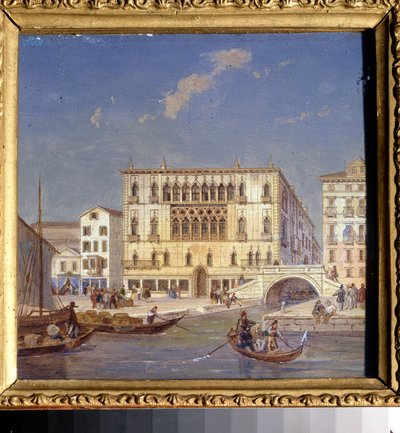 ""Vue de Venise: le palais Bernardo"" (Vistas de Veneza. O Palazzo Bernardo) Pintura de Jean-Victor (Jean Victor) Vincent Adam (1801-1867) Museu de Arte do Estado do século XIX, Tula, Rússia de Victor Adam