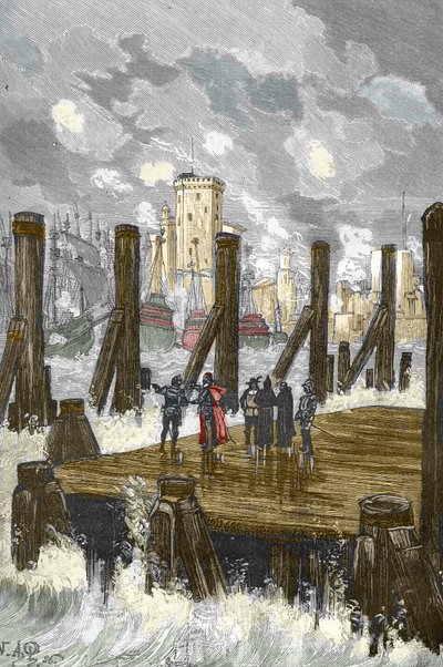 Siege de la Rochelle (1627-1628): "O Cardeal de Richelieu (1585-1642) na barragem de La Rochelle, durante o cerco da cidade, place d