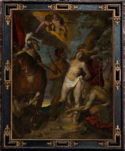 Igreja Paroquial (Parochiekerk Sint-Walburga). Pintura.Victor Boucquet (?). São Sebastião. Óleo sobre painel. de Victor Boucquet