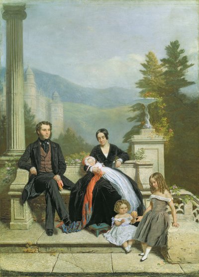 Henry Granville Fitzalan Howard com Minna Lyons e seus três filhos mais velhos, 1845 de Victor Dartiguenave