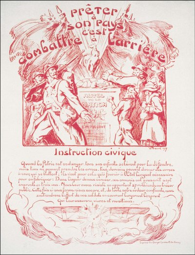 Emprestar ao seu país é lutar por trás - Educação Cívica. Cartaz de Guerra de Victor Emile Prouve