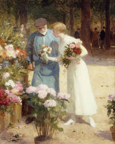 No mercado das flores; No mercado de flores, de Victor Gabriel Gilbert