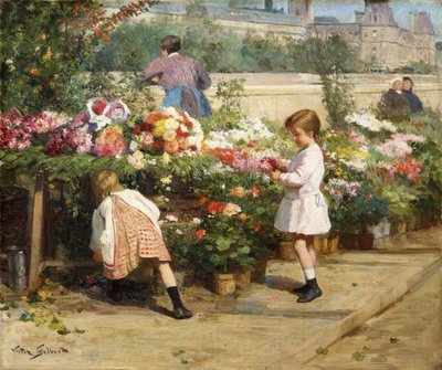 O mercado de flores do Sena, de Victor Gabriel Gilbert