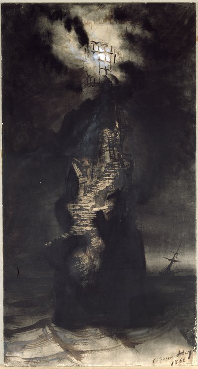 Farol de Casquets, 1866 (caneta e tinta no papel) de Victor Hugo