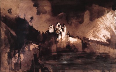 Castelo (caneta, tinta, lavagem e guache sobre papel) de Victor Hugo