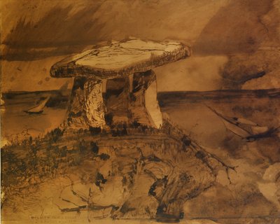 Dolmen ou falou comigo a boca da sombra (caneta e tinta e lavar no papel) de Victor Hugo