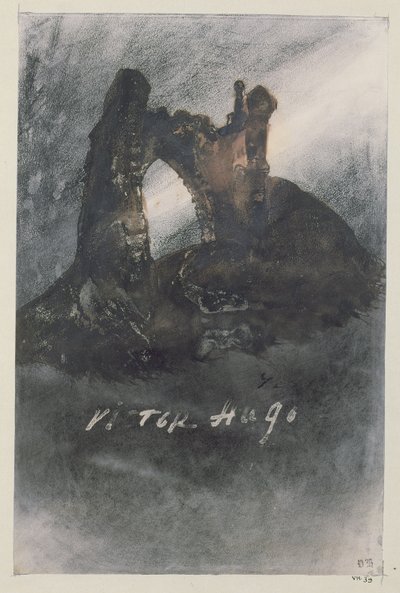 Ruínas de Groz-Nez, Jersey ou The Arch (lápis, nanquim e sépia sobre papel) de Victor Hugo