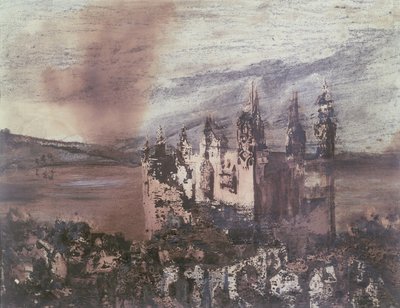 O castelo (tinta, lavagem e cor no papel) de Victor Hugo