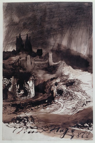 The Castle, 1878 (caneta e tinta no papel) de Victor Hugo