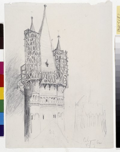 O campanário de Colônia (tinta sobre papel) de Victor Hugo