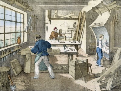 O carpinteiro, Litho de Janson. Século XIX. de Victor Janson