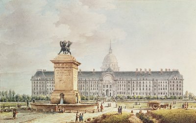 Vista do Hotel des Invalides (tinta e aquarela sobre papel) de Victor Jean Nicolle