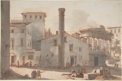 Vista do Fórum Romano com a Coluna de Focas e o Templo de Saturno de Victor Jean Nicolle