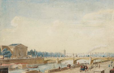 Vista da Pont de la Concorde e do Palais Bourbon em Paris de Victor Jean Nicolle