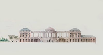 Primeiro projeto para o Chateau du Bouilh, Santo André de Cubzac, Aquitânia, c.1787 (caneta, tinta e wc) de Victor Louis