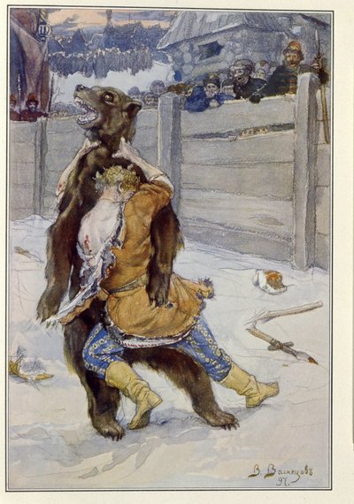 Luta de ursos na época do Czar Feodor I Ivanovich da Rússia (ou Theodore Ionovich) de Victor Mikhailovich Vasnetsov