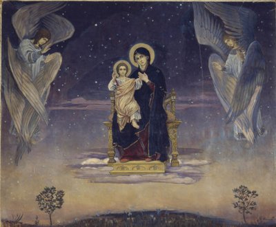A Virgem - Peinture de Viktor Mikhaylovich Vasnetsov (1848-1926) - 1901 - Óleo sobre tela - Galeria Estadual Tretyakov, Moscou de Victor Mikhailovich Vasnetsov