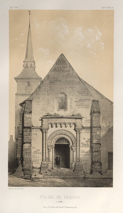 Arquitetura pitoresca ou monumentos do século XV. E XVI. Séculos: Castelos da França dos séculos XV e XVI: Pl. 58, Igreja De Requeil (Sarthe) de Victor Petit