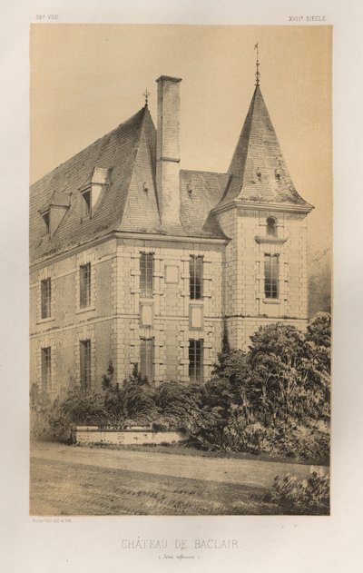 Arquitetura pitoresca ou monumentos do século XV. E XVI. Séculos: Châteaux da França dos séculos XV e XVI: Pl. 59, Château De Baclair (Baixo Sena) de Victor Petit