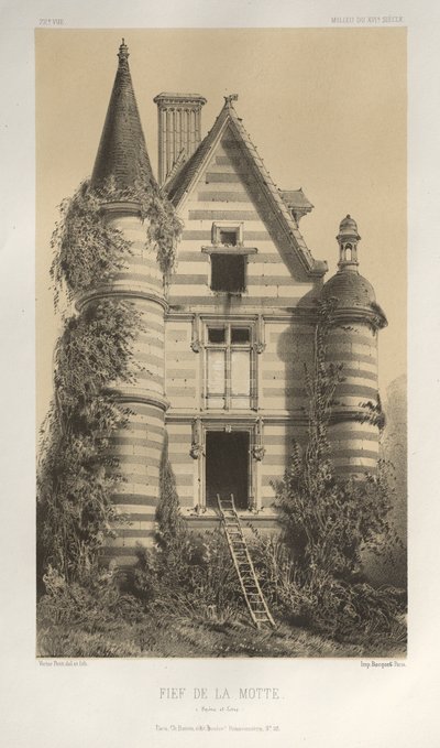 Arquitetura pitoresca ou monumentos do século XV. E XVI. Séculos: Castelos da França dos séculos XV e XVI: Pl. 72, Fief De La Motte (Saône et Loire) de Victor Petit