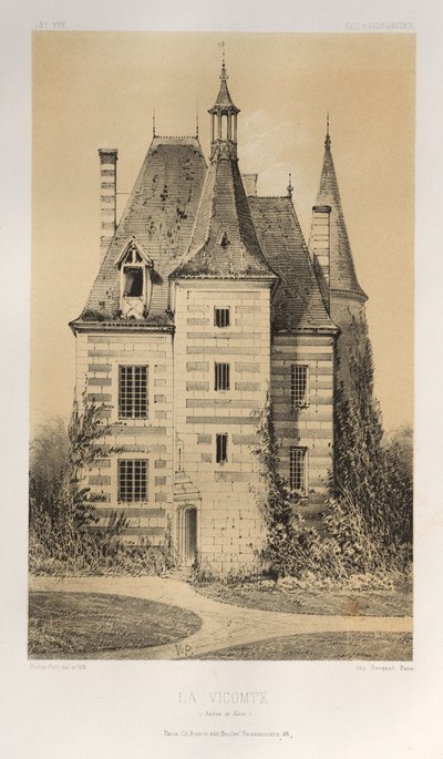 Arquitetura pitoresca ou monumentos do século XV. E XVI. Séculos: Castelos da França dos séculos XV e XVI: Pl. 75, La Vicomté (Saône et Loire) de Victor Petit