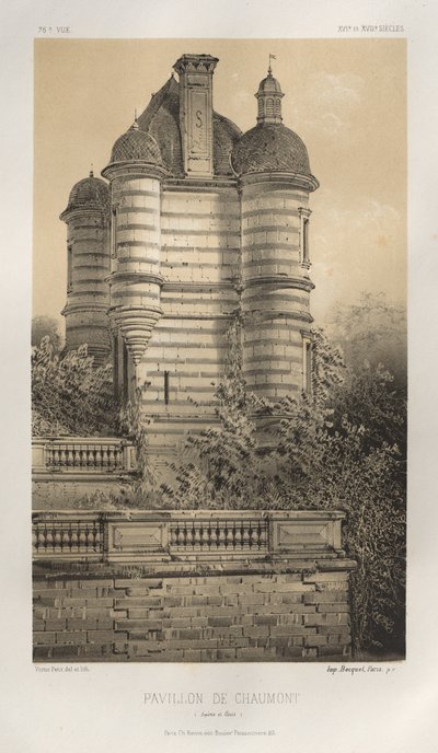 Arquitetura pitoresca ou monumentos do século XV. E XVI. Séculos: Castelos da França dos séculos XV e XVI: Pl. 76, Pavillon De Chaumont (Saône et Loire) de Victor Petit