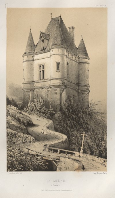 Arquitetura pitoresca ou monumentos do século XV. E XVI. Séculos: Castelos da França dos séculos XV e XVI: Pl. 77, Le Mesnil (Corrèze) de Victor Petit