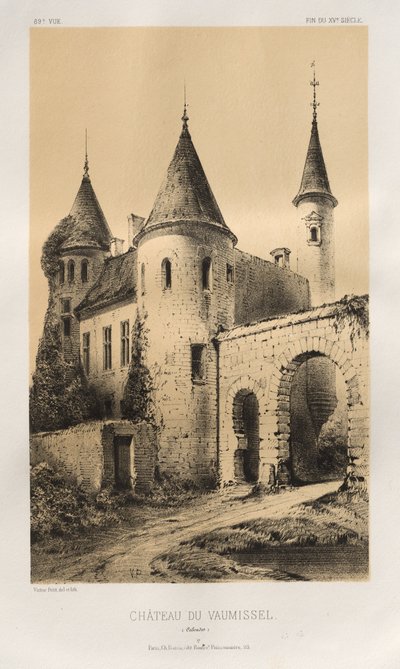 Arquitetura pitoresca ou monumentos do século XV. E XVI. Séculos: Castelos da França dos séculos XV e XVI: Pl. 89, Château du Vaumissel (Calvados) de Victor Petit