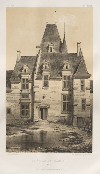 Arquitetura pitoresca ou monumentos do século XV. E XVI. Séculos: Castelos da França dos séculos XV e XVI: Pl. 97, Château de Baumais (Calvados) de Victor Petit
