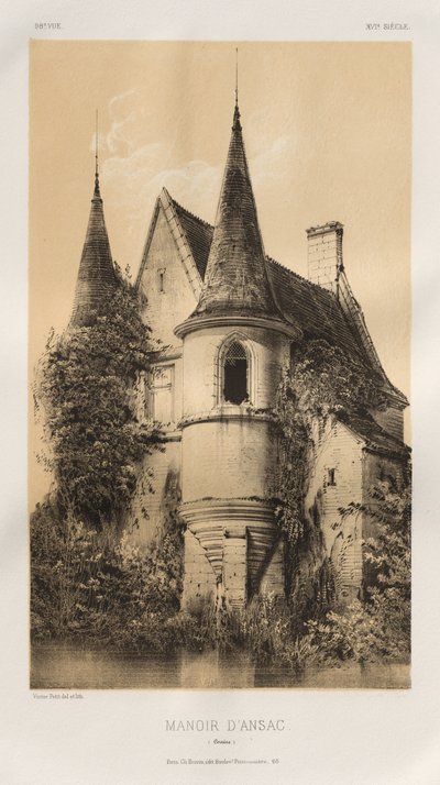 Arquitetura pitoresca ou monumentos do século XV. E XVI. Séculos: Castelos da França dos séculos XV e XVI: Pl. 98, Manoir d