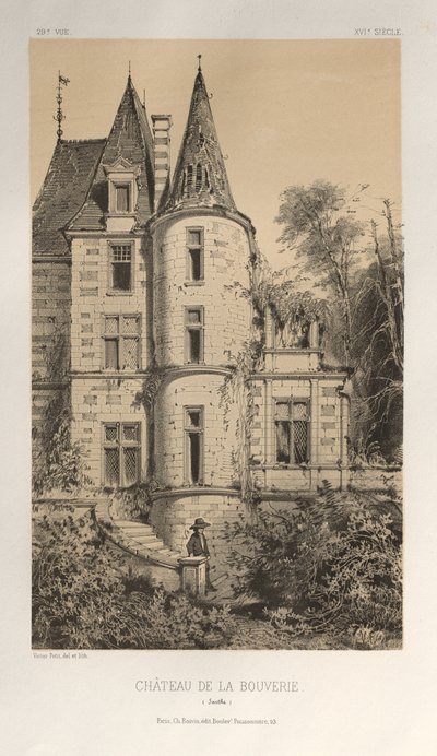 Arquitetura pitoresca ou monumentos do século XV. E XVI. Séculos: Castelos da França dos séculos XV e XVI: Pl. 29, Chateau De La Bouverie (Sarthe) de Victor Petit