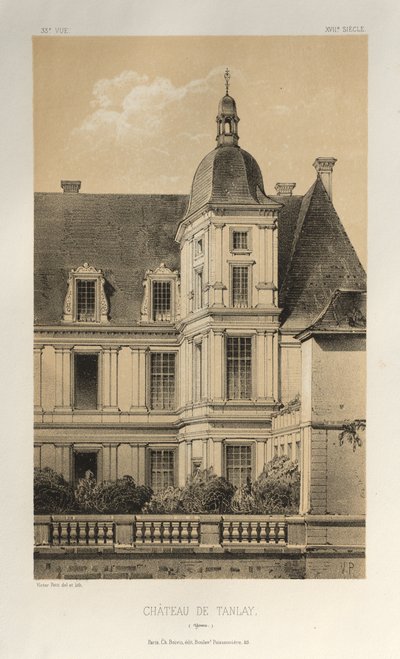 Arquitetura pitoresca ou monumentos do século XV. E XVI. Séculos: Chateaux De France dos séculos XV e XVI: Pl. 33, Château De Tanlay (Yonne) de Victor Petit
