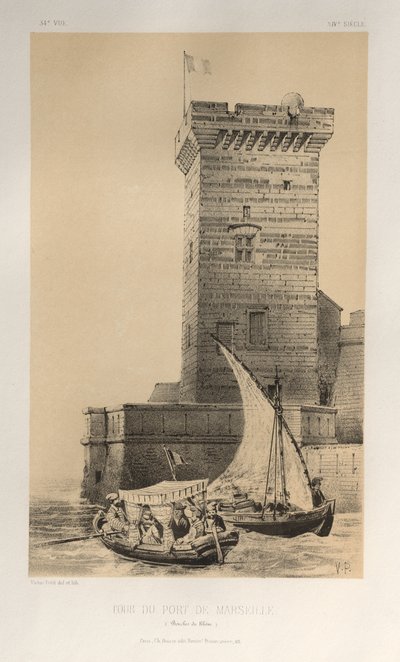 Arquitetura pitoresca ou monumentos do século XV. E XVI. Séculos: Castelos da França dos séculos XV e XVI: Pl. 34, Torre do Porto de Marselha (Bouches Du Rhône) de Victor Petit