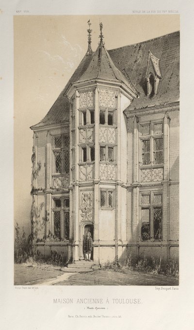 ... Pl. 43, casa velha em Toulouse Haute-Garonne, 1860. de Victor Petit