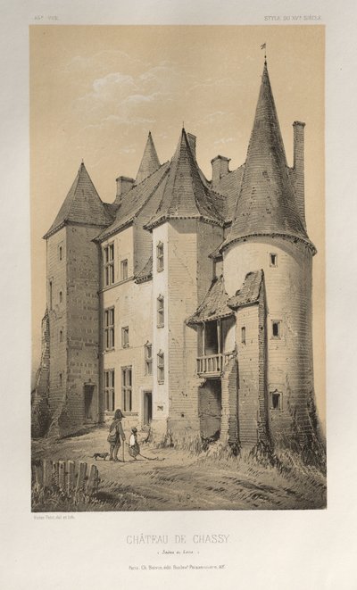 ... Pl. 45 Château De Chassy Saône e Loire, 1860. de Victor Petit