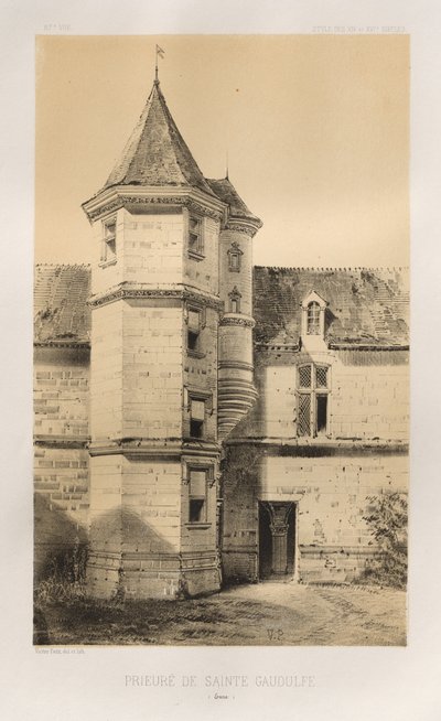 ... Pl. 87, Priorado de Sainte Gaudulfe Eure, 1860. de Victor Petit