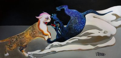 Abraço Felino Blue Gold de Victor Tkachenko
